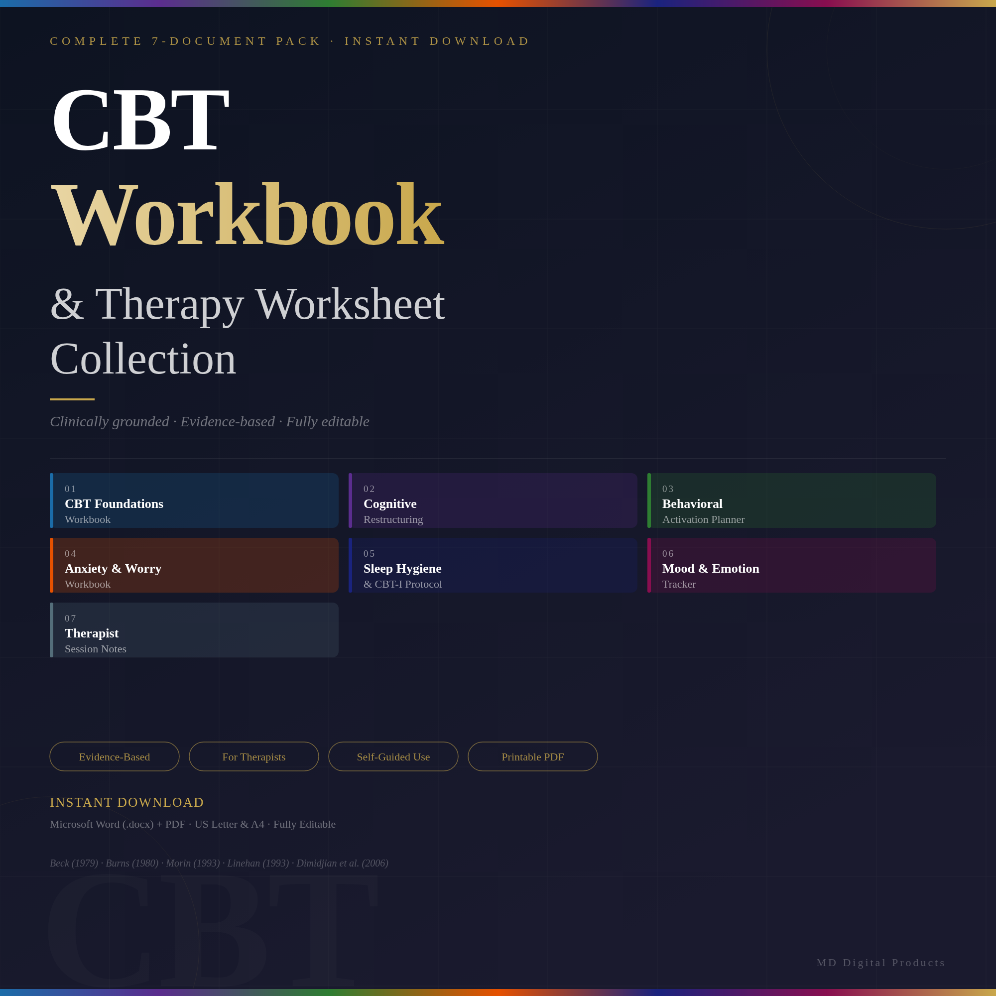 CBT Workbook Digital Download | Therapy Worksheets | Cognitive Behavioral Therapy Tools | Therapist Resources | Mental Health Printables | 7-Pack Bundle