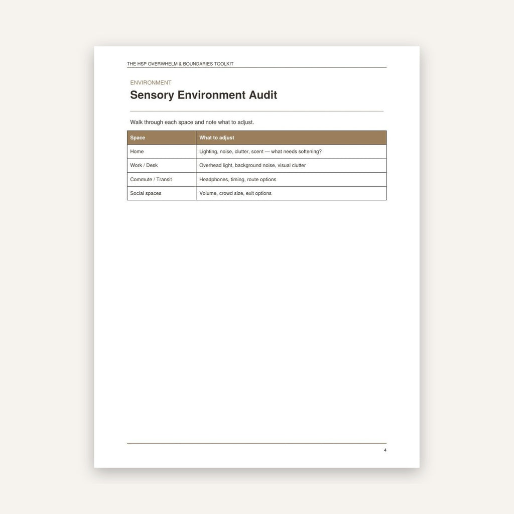 HSP Overwhelm & Boundaries Toolkit | Highly Sensitive Person Printable PDF | Overstimulation Scale + Boundary Scripts | Instant Download
